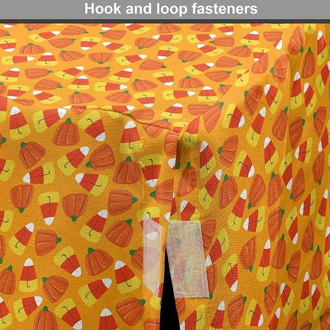 Lunarable Candy Corn Dog Crate Cover, Halloween Themed Pattern with Pumpkins and Food Repetition, Easy to Use Pet Kennel C...