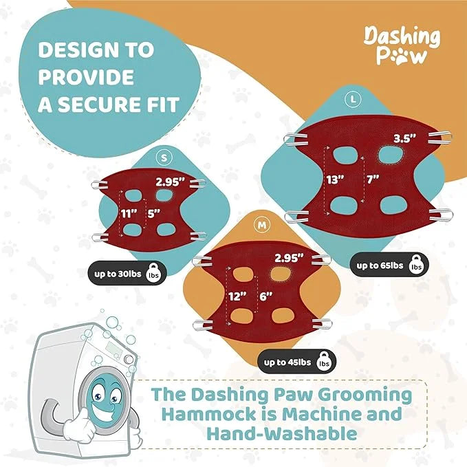 Dog Grooming Hammock – Sturdy & Safe Dog Hammock for Grooming with Durable Carabiner Clips & Straps – Soft, Comforting Dog...