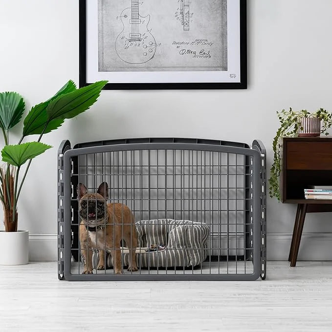 IRIS USA Dog Playpen, 4-Panel 24" Pet Playpen, Puppy Playpen, Indoor/Outdoor Dog Pen, 35 x 35 x 24, Foldable, Customizable...