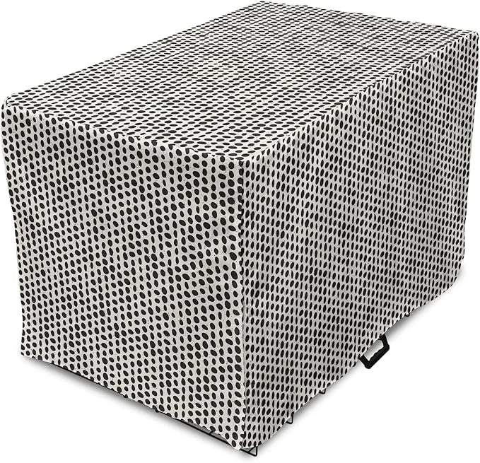 Lunarable Abstract Dog Crate Cover, Monochrome Grunge Pattern with Modern Round Shapes Print, Easy to Use Pet Kennel Cover...
