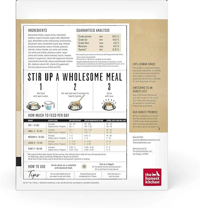 The Honest Kitchen Dehydrated Whole Grain Chicken Dog Food, 7 lb Box - Product Image