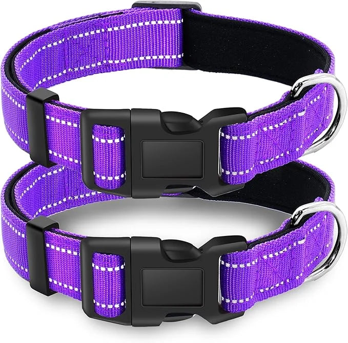 2 Pack Reflective Dog Collar with Safety Locking Buckle, Adjustable Soft Breathable Comfortable Nylon Pet Collar for Small...