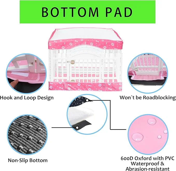 2 Pack Dog Playpen Cover and Bottom Pad Fits for 36 Inch 4 Panels Pet Playpen, Dog Crate Pad Puppy Play Pen Cover, Hoop an...