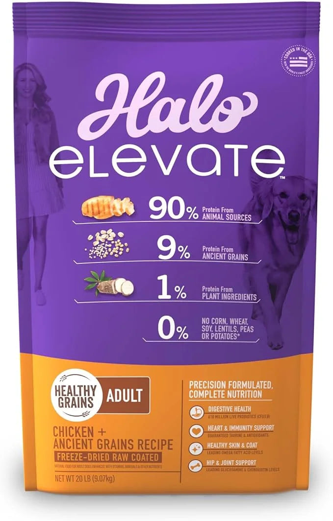 Halo Elevate Dry Dog Food, Healthy Grains Chicken Recipe, 20lb - Product Image