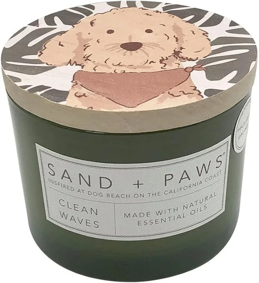 Sand + Paws Scented Candle - Clean Waves - Additional Scents and Sizes –Luxurious Air Freshening Jar Candles Neutralize pe...