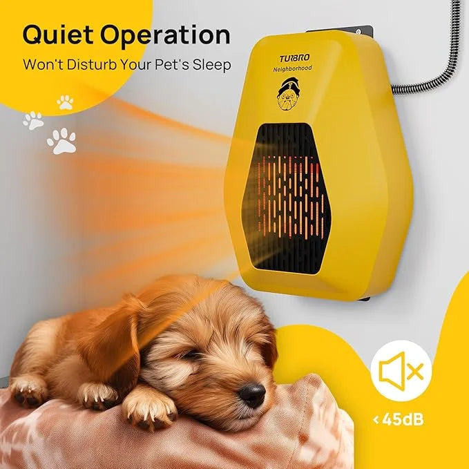 TURBRO Neighborhood DH800A Dog House Heater 800W, Wall Mount, 10ft Anti Bite Cord, Waterproof Control, Overheat Protection...