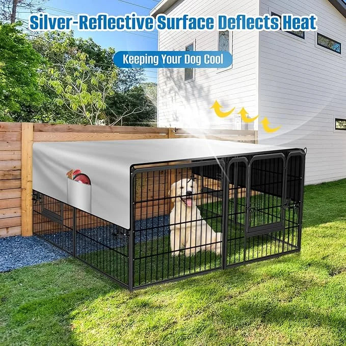 Dog Playpen Cover,Heavy Duty 600D Oxford Fabric with Sun/Rain Dog Play Pen Cover Top Sun Shade Specialized Fits for 24/32/...