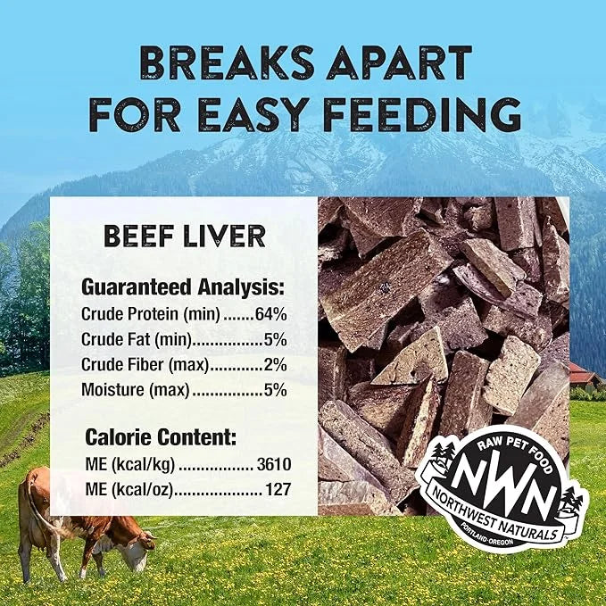Northwest Naturals Raw Rewards Freeze-Dried Beef Liver Treats for Dogs and Cats - Bite-Sized Pieces - Healthy, 1 Ingredien...