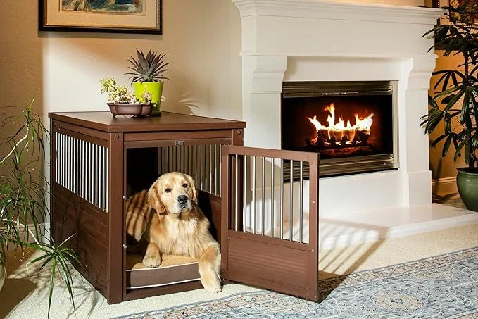 New Age Pet® ECOFLEX® Dog Crate End Table - Furniture-Style Pet Crate for Crate Trained Dogs - Stainless Steel Tubing & a ...
