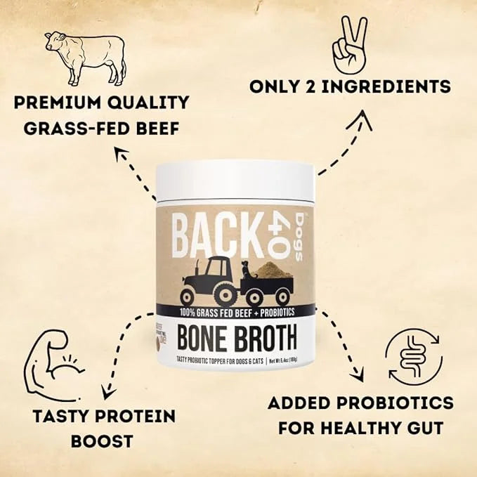 Grass-Fed Beef Bone Broth Powder for Dogs with Probiotics, Chondroitin & Glucosamine – Supports Gut Health, Joint & Immune...