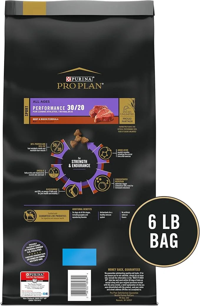 Purina Pro Plan Sport Performance 30/20 Beef & Bison Formula Dry Dog Food - 6 lb. Bag - Product Image