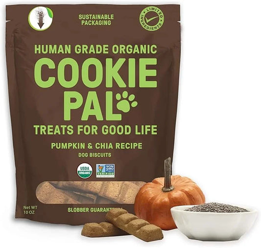 CookiePal Human Grade Dog Treats, Pumpkin and Chia Seed Recipe, Organic Non-GMO and Simple Ingredients, 10 Oz Bag - Produc...