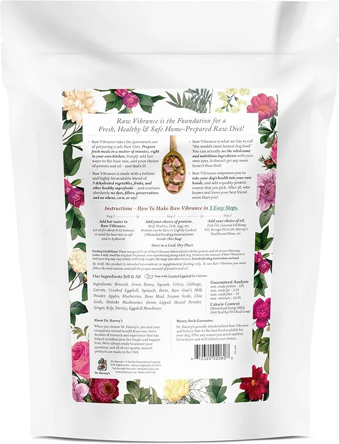 Dr. Harvey's Raw Vibrance Dog Food, Human Grade Dehydrated Base Mix for Dogs, Grain Free Raw Diet (3 Pounds) - Product Image