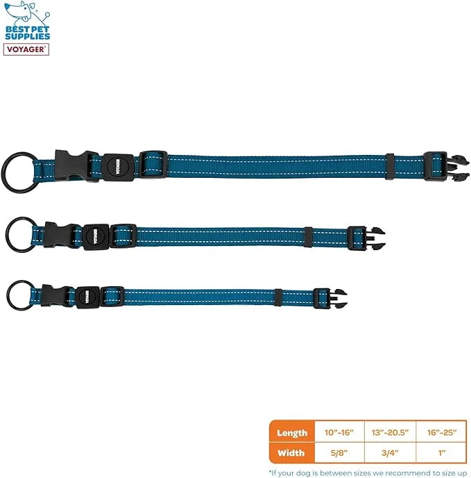 Best Pet Supplies Reflective Dog Collar with Adjustable Length, Heavy-Duty Buckle, and Strong Leash D-Ring, Training, Walk...