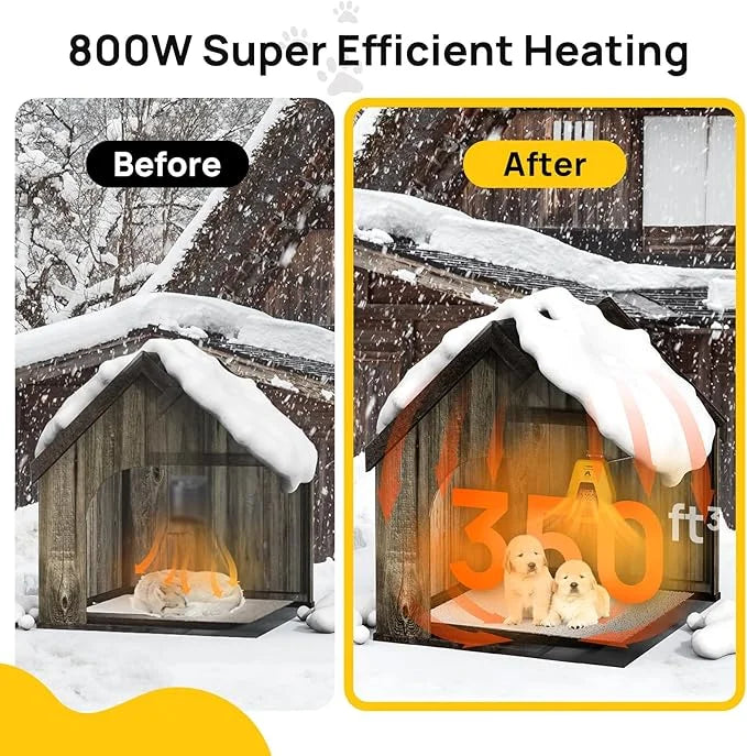 TURBRO Neighborhood DH800A Dog House Heater 800W, Wall Mount, 10ft Anti Bite Cord, Waterproof Control, Overheat Protection...