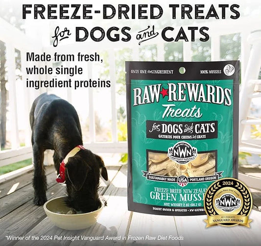 Northwest Naturals Raw Rewards Freeze-Dried Green Lipped Mussel Treats for Dogs and Cats - Bite-Sized Pieces - Healthy, 1 ...