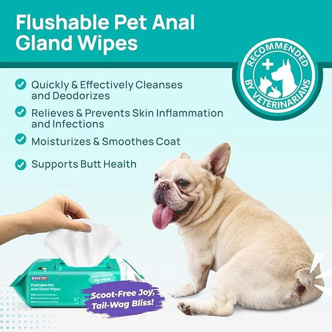 HICC PET Wipes for Dogs & Cats, Cleansing Deodorizing & Soothing Allergy Infections Anal Gland Pets Wipes with Coconut Oil...