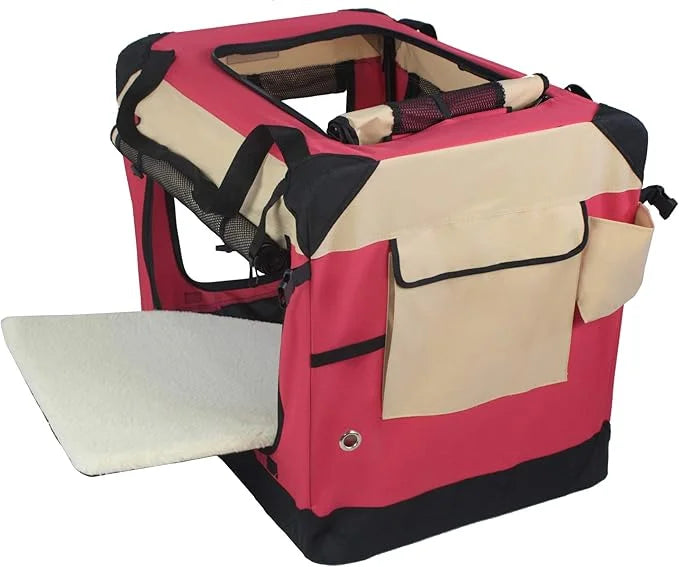 EliteField 4-Door Folding Soft Dog Crate with Curtains, Carrying Bag and Fleece Bed (2 Year Warranty), Indoor & Outdoor Pe...