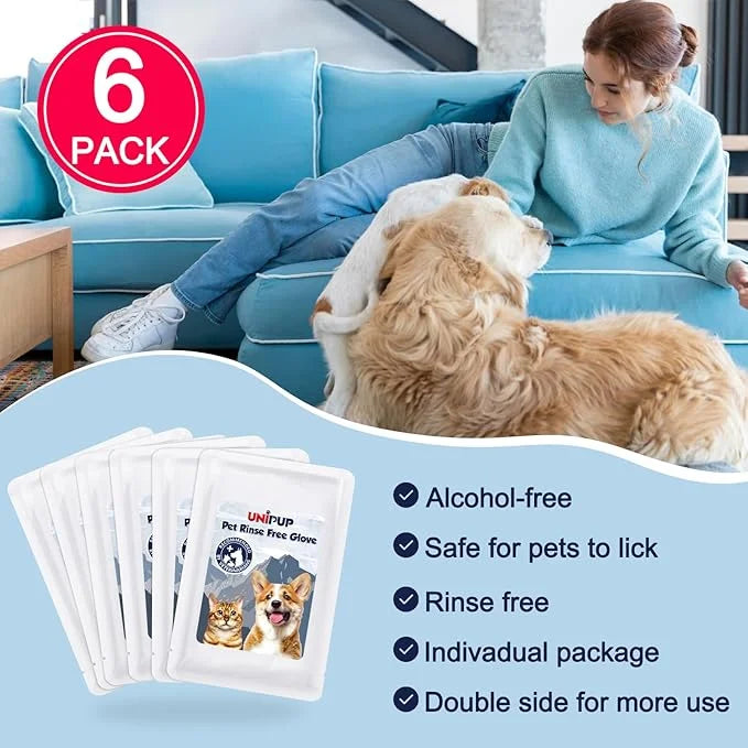 Pet Glove Wipes for Dogs, Dog Cleaning Gloves with Coconut Scented, Dual-Sided Pet Gloves Grooming for Cats with Wipes, Do...
