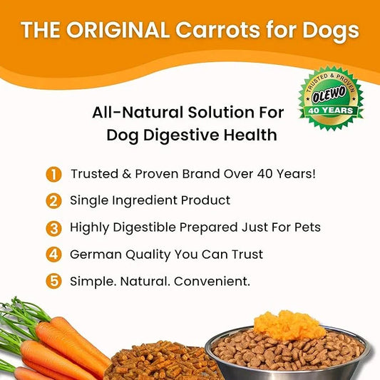 Olewo Original Carrots for Dogs – Fiber for Dogs Keep Poop Firm, Digestive Dog Food Topper, Skin & Coat Support, Dehydrate...