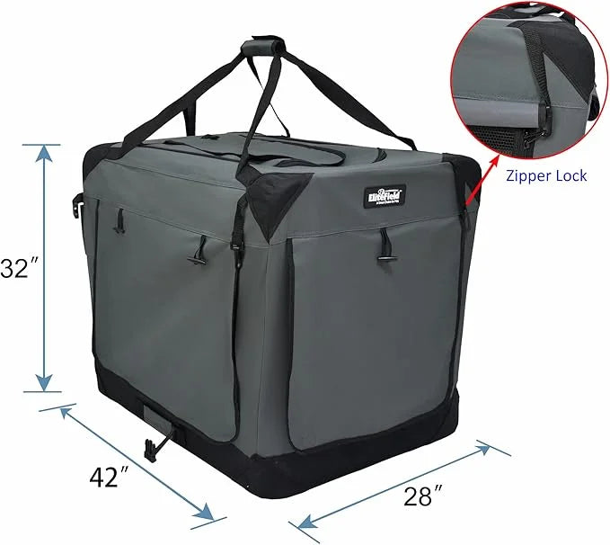 EliteField 4-Door Folding Soft Dog Crate with Curtains, Carrying Bag and Fleece Bed (2 Year Warranty), Indoor & Outdoor Pe...