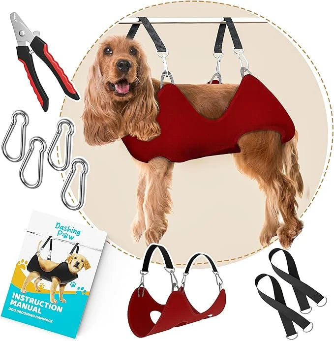 Dog Grooming Hammock – Sturdy & Safe Dog Hammock for Grooming with Durable Carabiner Clips & Straps – Soft, Comforting Dog...
