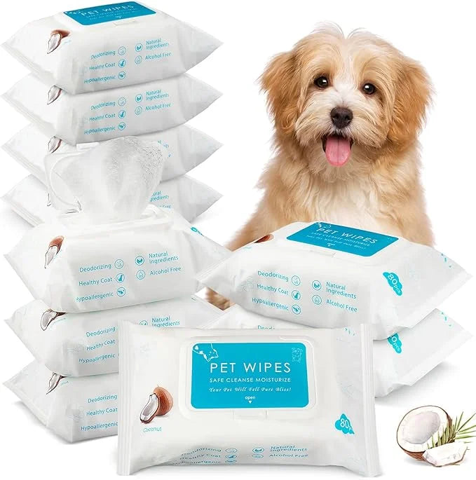 Treela 10 Packs of 800 Dog Wipes Pet Wipes Cat Grooming Supplies for Paws, Butt, Ear, Skin, Eye, Body Cleaning Bath Stain ...