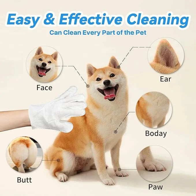 Pet Glove Wipes for Dogs Cats, Cleaning & Deodorizing Grooming Gloves, Dog Wipes for Body Daily Care, Cat Grooming Wipes C...