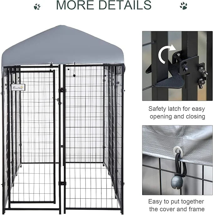 PawHut 8' x 4' x 6' Dog Kennel Outside, Dog Playpen Exercise Pen with Lockable Door, Water-Resistant Canopy, for Medium an...