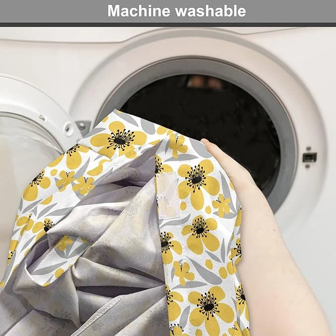 Ambesonne Floral Dog Crate Cover, Minimalistic Graphic Drawing of Yellow Flowers Pattern, Easy to Use Pet Kennel Cover for...
