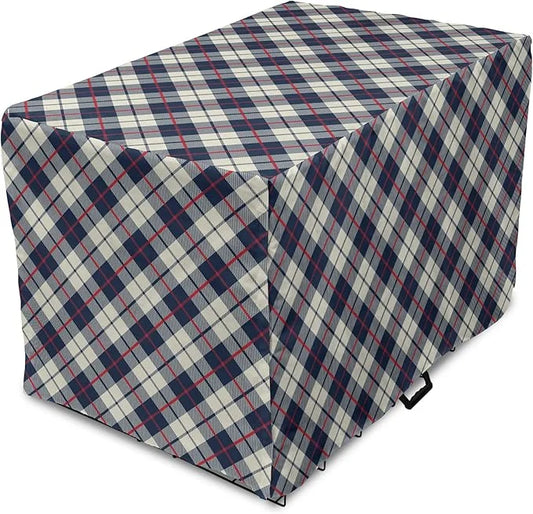 Lunarable Plaid Dog Crate Cover, Celtic Fashion Diagonal Retro Style Classical Irish Culture Inspiration, Easy to Use Pet ...