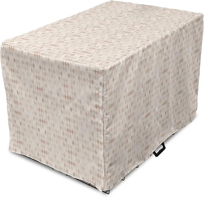 Lunarable Cream Dog Crate Cover, Geometrical Design Soft Colored Diamond Line Harlequin Background Pattern Classic Image, ...