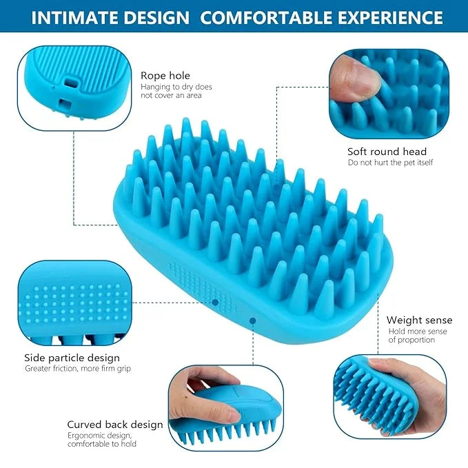 2 Pack Silicone & Rubber Pet Grooming Brushes - Bath, Massage & Shedding Brushes for Dogs & Cats with Long or Short Hair -...
