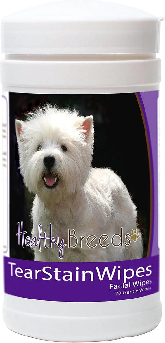 Healthy Breeds West Highland White Terrier Tear Stain Wipes 70 Count - Product Image