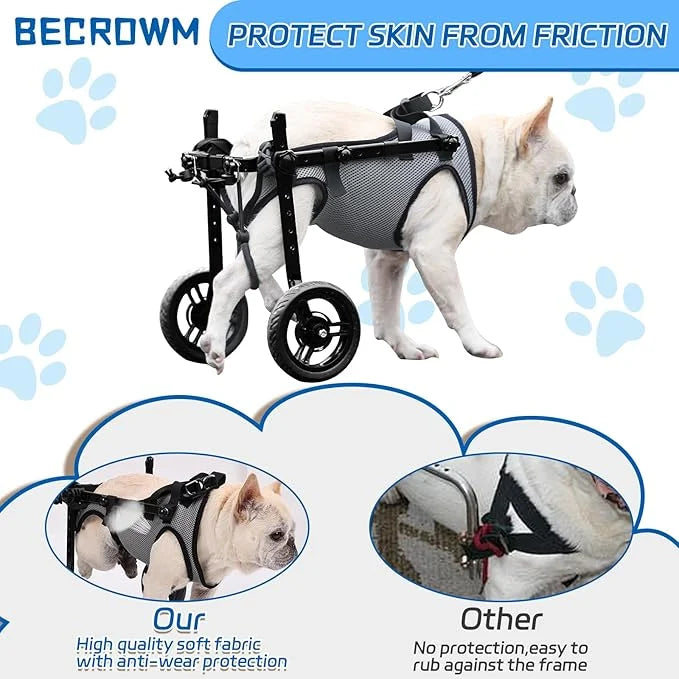 Small Dog Wheelchair for Back Legs, Light Weight Dog&Cat&Pets Wheelchair Cart with Disabled Hind Legs Walking, Adjustable ...