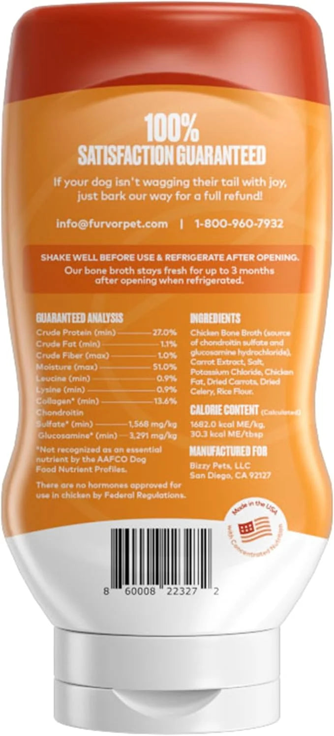 Chicken Bone Broth for Dogs - Collagen Protein Supplement for Digestion, Mobility, Coat, Immunity, Healthy Dog Food Topper...