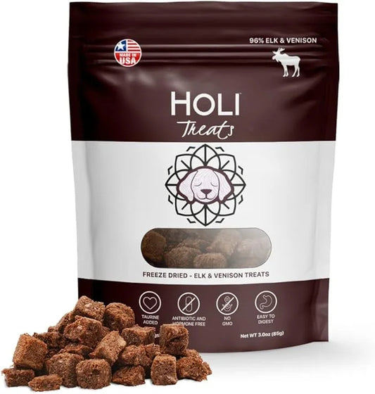 HOLI Elk & Venison Freeze Dried Dog Treats - All Natural and Wild Caught | Vitamin and Mineral Fortified | Made in USA - H...
