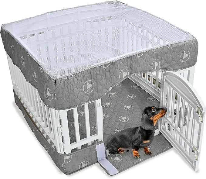 PJYuCien Dog Playpen Bottom Pad and Cover Fits for 36 Inch 4 Panels Exercise Pet Pen,Grey - Product Image
