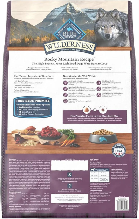Blue Buffalo Wilderness Rocky Mountain Recipe High-Protein Large Breed Adult Dry Dog Food, Made in The USA with Natural In...