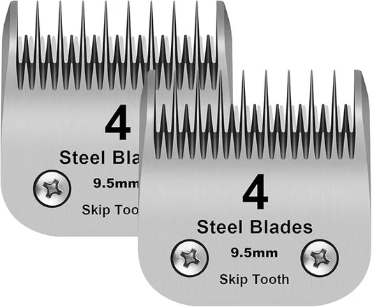 4 Skip Tooth Detachable Pet Dog Grooming Steel Blades,Compatible with Andis,Oster A5,Wahl KM10 Series Clippers,Cut Length ...