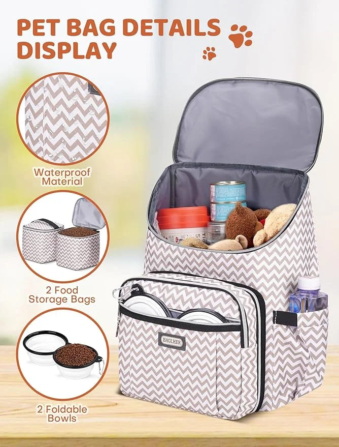 BAGLHER Travel Dog Backpack - Detachable Travel Dog Food Container for Pet Supplies Dog Gear Backpack,Dog Bag for Travelin...