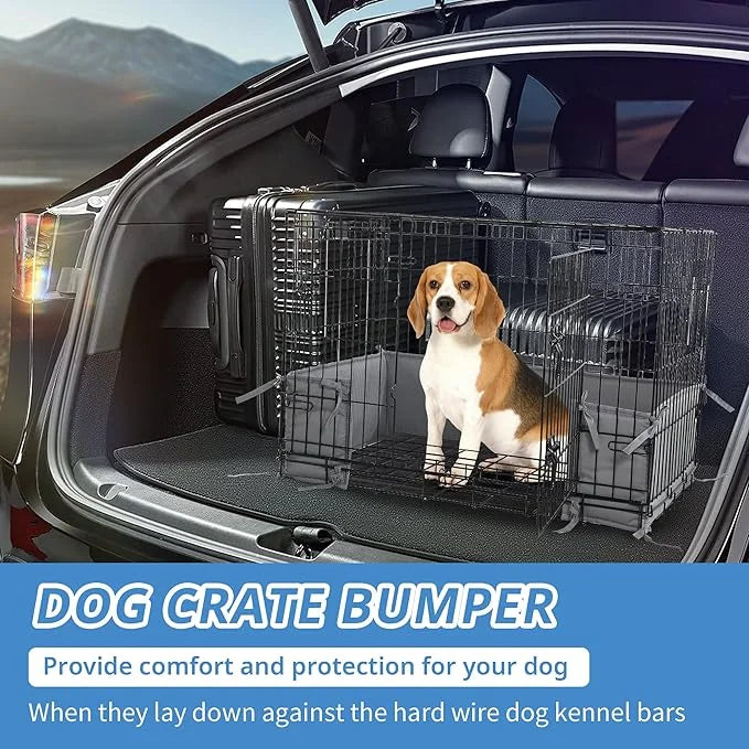Hombys Dog Crate Bumper with Ties - Soft Crate Accessory (Do Not Include Cage) (Dark Grey, 36"x22") - Product Image