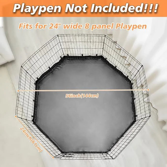 PJYuCien Dog Playpen Bottom Pad + Top Cover,Fits 24 Inch 8 Panels Regular Octagon Metal Exercise Pet Pen,Black (Note:Playp...
