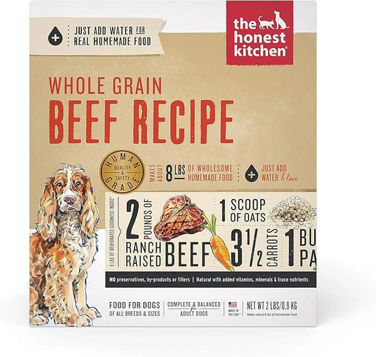 The Honest Kitchen Dehydrated Whole Grain Beef Dog Food, 2 lb Box - Product Image