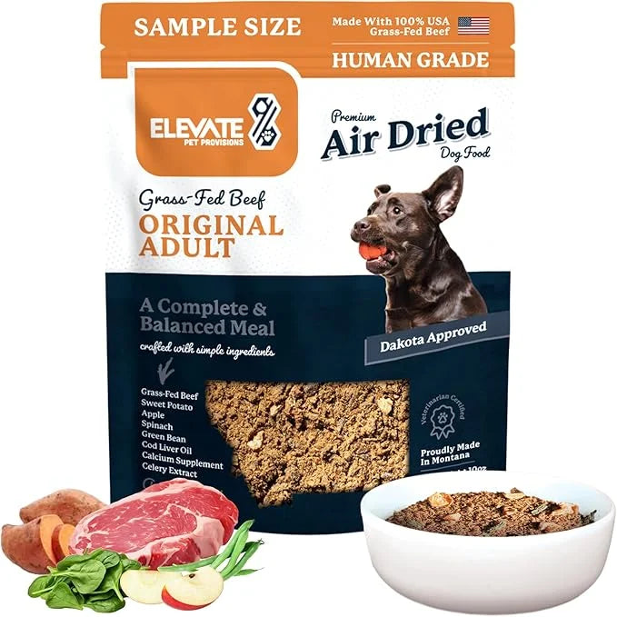100% Human Grade Air Dried Dog Food - All Natural - USA Grass Fed Beef - Limited Ingredient Dog Food - Grain Free - Dehydr...