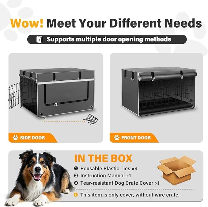 Dog Crate Cover 42 Inch Insulated Tear-Resistant ??Heavy-Duty & Breathable Dog Kennel Cover Indoor/Outdoor Use, Seamless F...