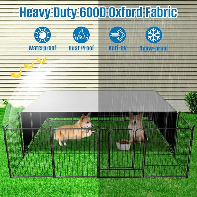 SIRUITON Dog Playpen Cover,Heavy Duty 600D Oxford Fabric with Sun/Rain Dog Play Pen Cover Top Sun Shade Specialized Fits f...