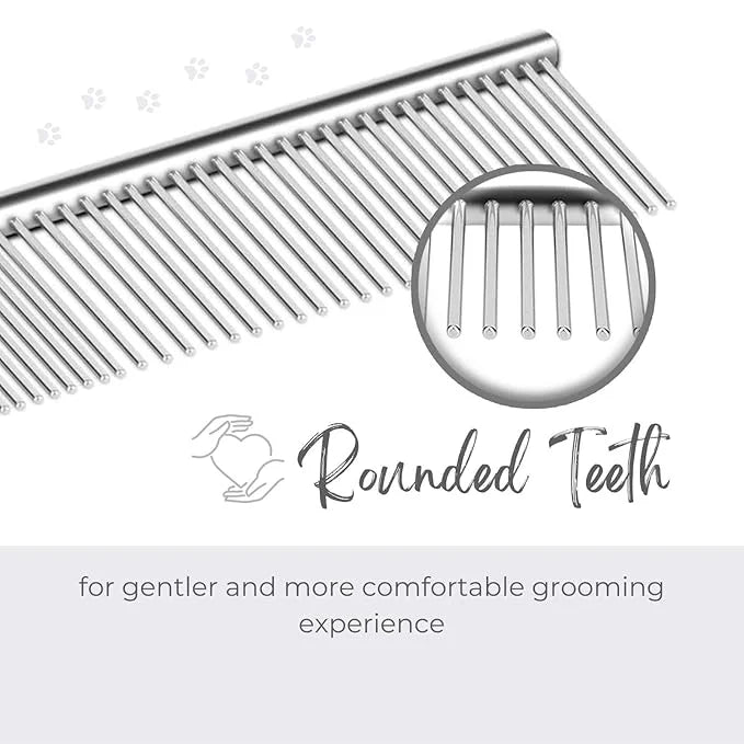 Flexzion Pet Grooming Comb Stainless Steel Cats Dogs Puppy Medium Animals Fur Trimmer Brush Accessory Tool With Smooth Tee...