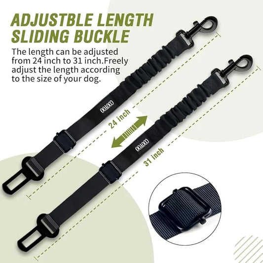 COOYOO Dog Seat Belt,3 Piece Set Retractable Dog Car Adjustable Seatbelts for Vehicle Nylon Pet Safety Heavy Duty & Elasti...