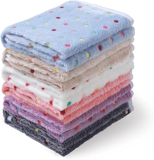 1 Pack 6 Blankets Dog Cat Soft Fluffy Fleece Pet Blanket Warm Cute Print Design Puppy Kitten Blanket Doggy Dot Large(41"x3...
